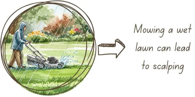 Mowing a wet lawn