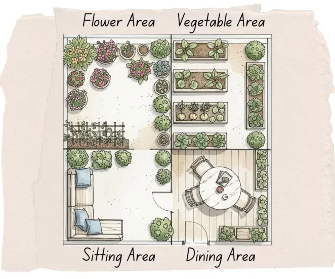 Roof terrace garden plan