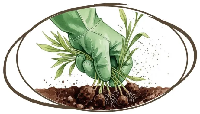 Hand pulling weeds