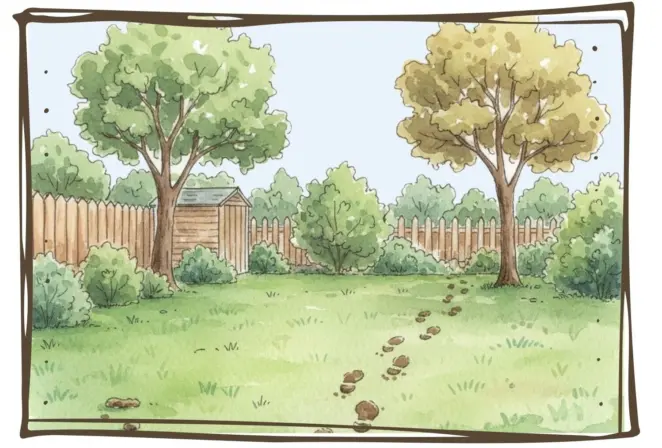 Brown footprints on the lawn