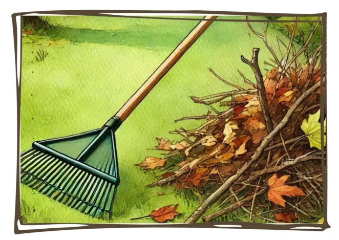 Clearing lawn after winter