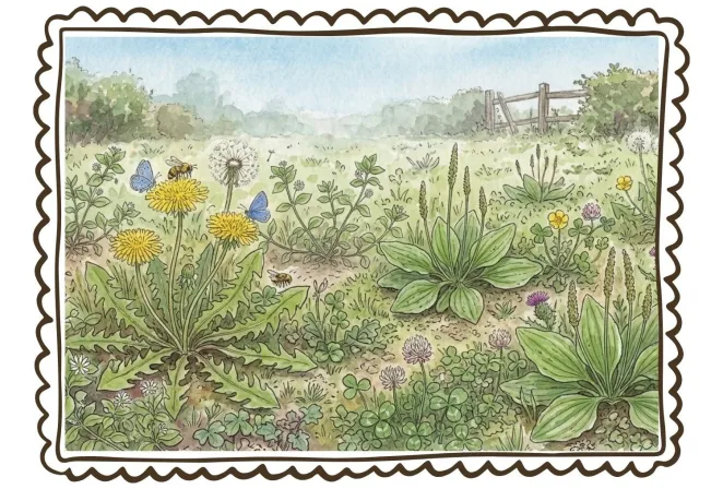 Lawn full of weeds