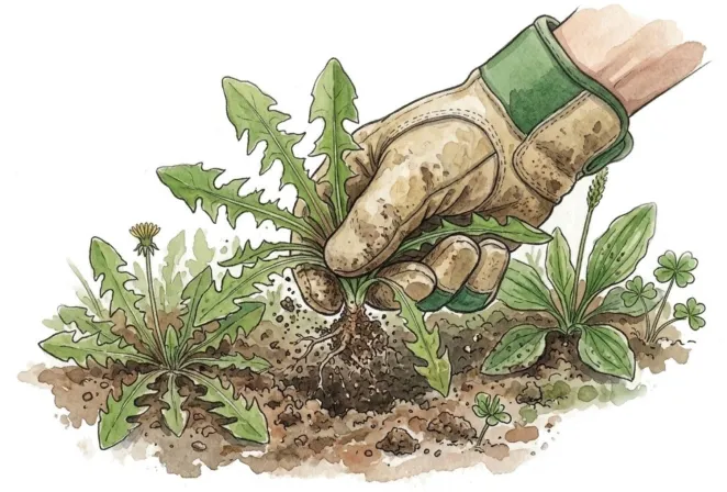 Hand pulling weeds 2