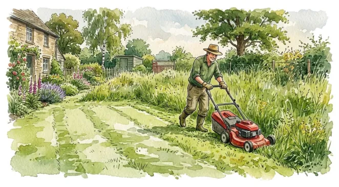 Mowing grass incorrectly