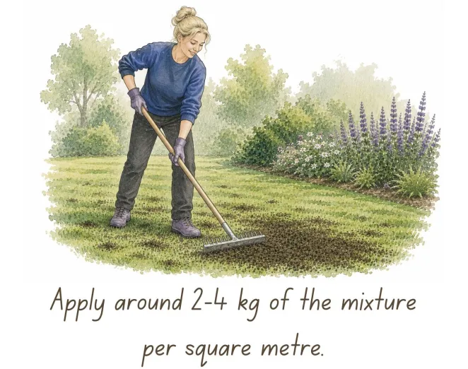 Applying lawn dressing