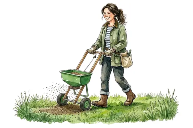 Fertilising a lawn 1