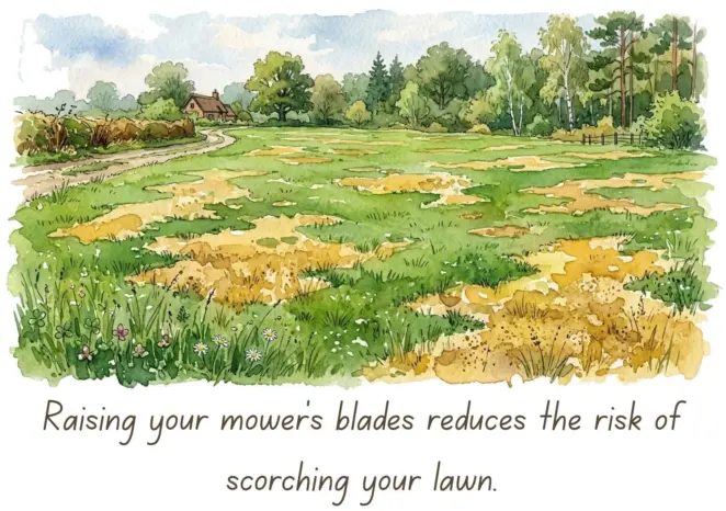 Raising your mower blades prevents scorching
